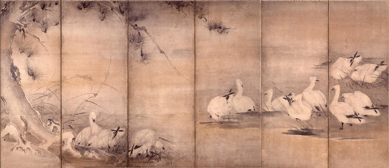 Wild Geese Among Reeds (right)